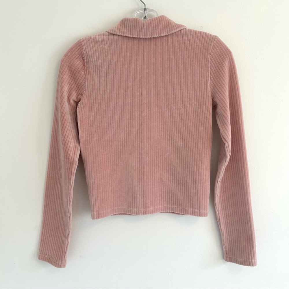 Sunday Best Pink Velour Button Down Top Size Small - Picture 5 of 11